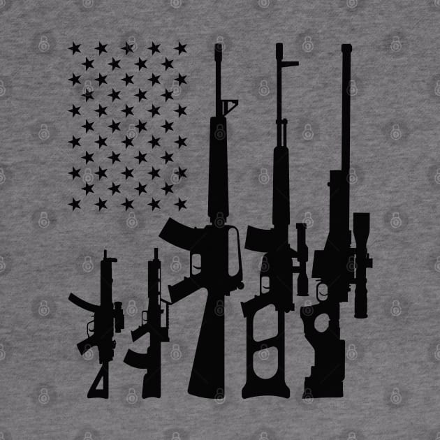 Gun - Guns in American Flag by KC Happy Shop